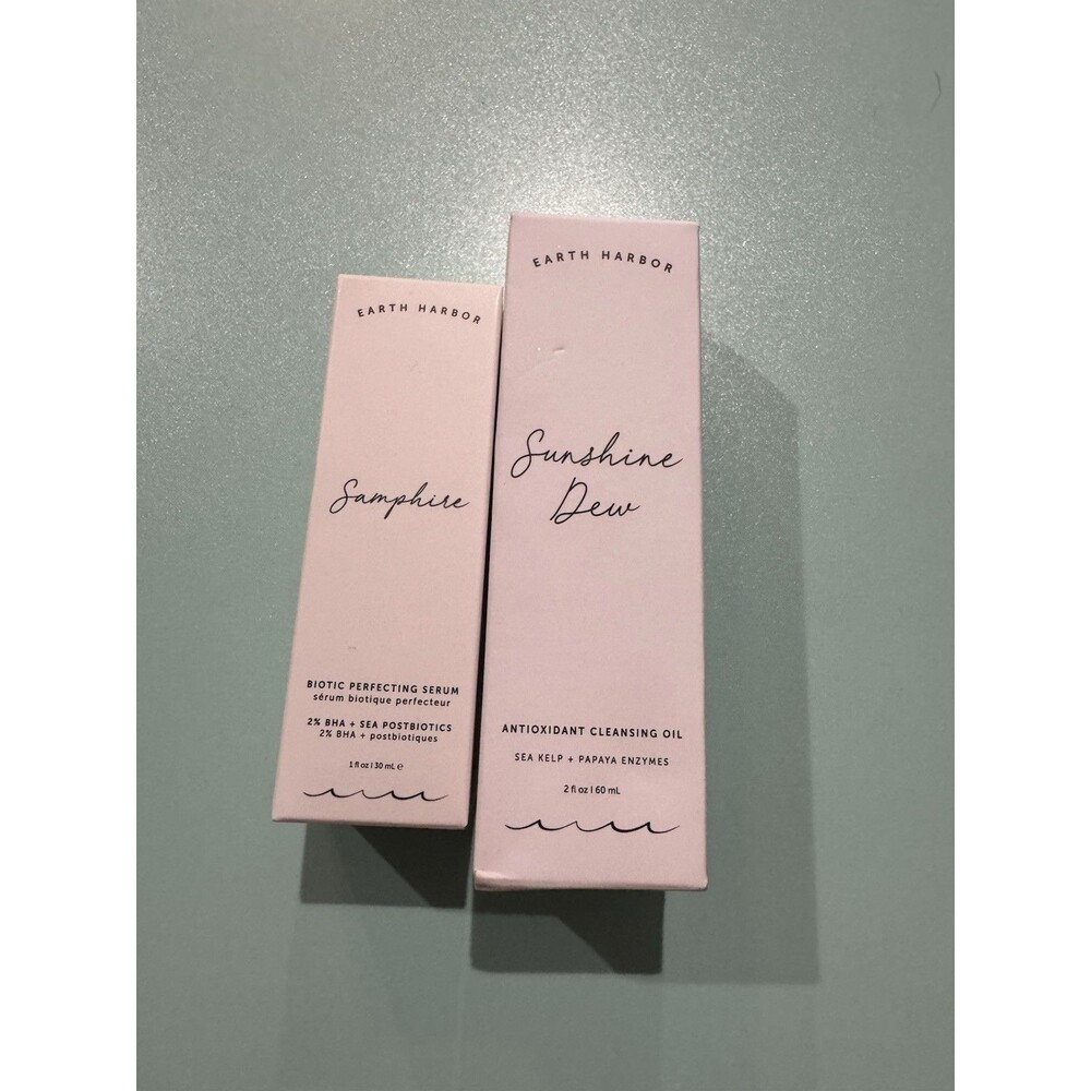 New Lot Of 2 Earth Harbor Samphire Serum & Sunshine Dew Cleanser